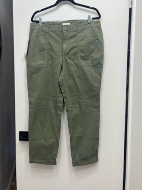 NWT Daily Ritual Women's Utility Cotton Pants Olive Green Sz 16